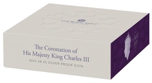 2023 £5 Moneta d'Argento Proof di Re Carlo III confezionata
