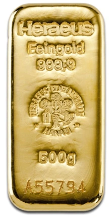 Heraeus 500 Grammi Lingotto d'Oro