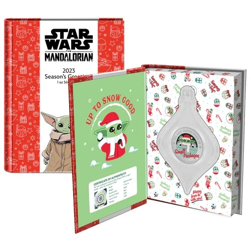 2023 Star Wars Auguri di Buone Feste - Moneta d'Argento da 1 Oz confezionata