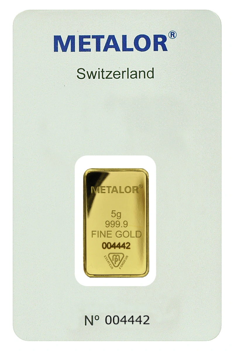 Metalor 5 Grammi Lingottino d'Oro
