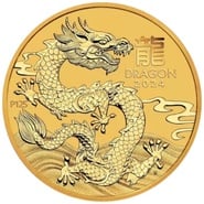 2024 1/4 oz Moneta d'Oro Anno del Drago Perth Mint