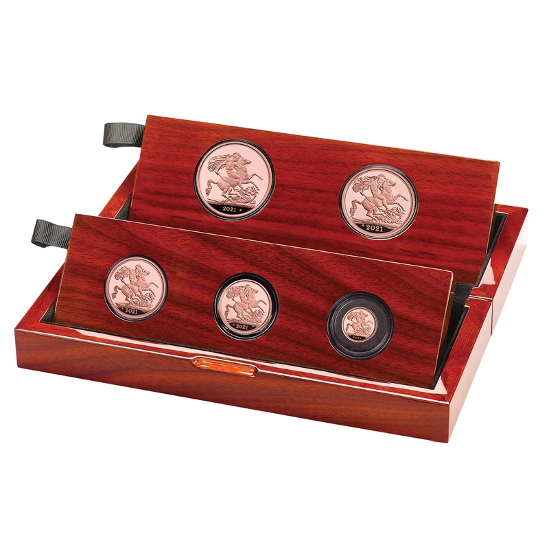 2021 Gold Proof Sovereign Five Coin Set - Fifth Head Boxed