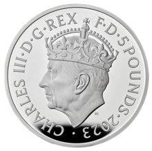 2023 £5 Moneta d'Argento Proof di Re Carlo III confezionata