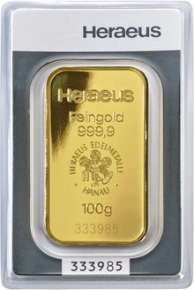 Heraeus 100 Grammi Lingotto d'Oro
