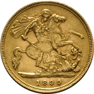 1899 Mezza Sterlina d'Oro - Vittoria Testa Velata - Londra