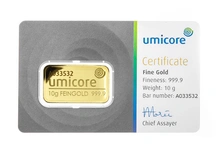 Umicore 10 Grammi Lingottino d'Oro