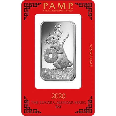 PAMP 1oz 2020 Anno del Ratto Lingotto d'argento