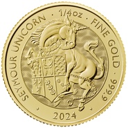 2024 Unicorno di Seymour Moneta d'Oro 1/4oz - Serie Tudor Beasts