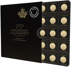 2024 MapleGram 25 monete d'oro da 1 grammo