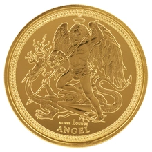 2024 Moneta d'oro dell'Angelo dell'Isola di Man da 1 oz.
