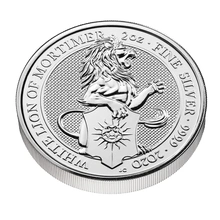 2020 Leone Bianco di Mortimer d'argento 2oz - Queen's Beast