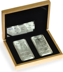 Cofanetto Regalo - 2 x Lingotti d'oro o argento Metalor 1kg
