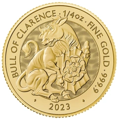 Toro Nero del Duca di Clarence 2023 1/4oz - Moneta d'Oro serie Tudor Beasts