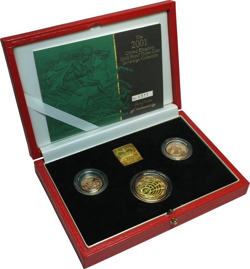 2001 Proof Sterline d'Oro - Cofanetto da 3 Monete