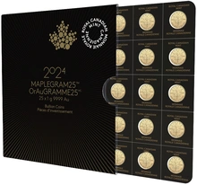 2024 MapleGram 25 monete d'oro da 1 grammo