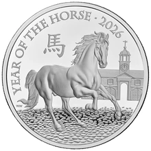 2026 Royal Mint 1 oz Anno del Cavallo Moneta d'argento Proof