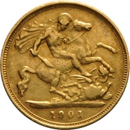 1901 Mezza Sterlina d'Oro - Vittoria Testa Velata - Londra