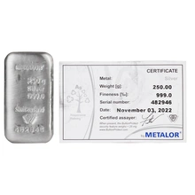 Metalor 250g Lingotto d'Argento