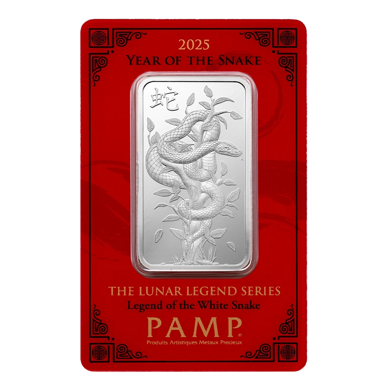 2025 Lingotto d'Argento PAMP 1oz Anno del Serpente