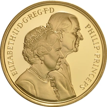 1997 - Proof 5 Pound d'Oro - Nozze d'Oro della Regina