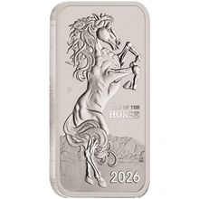 2026 Anno del Cavallo Moneta d'argento rettangolare da 1 oz del Cavallo Lunare della Zecca di Perth