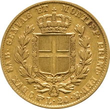 Marengo Italiano - 20 Lire del Regno Di Sardegna - Carlo Alberto