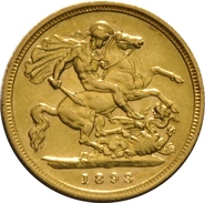 1893 Mezza Sterlina d'Oro - Vittoria Testa Velata - Londra