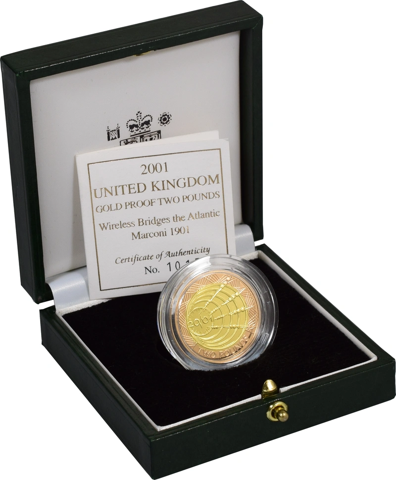 2001 - Proof 2 Pound d'Oro - Marconi, Trasmissione Wireless