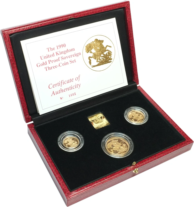 1990 Proof Sterline d'Oro - Cofanetto da 3 Monete