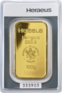 Heraeus 100 Grammi Lingotto d'Oro