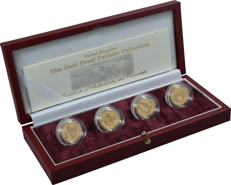 2003 Proof Gold 1 Pound Coin Bridges 4 Coin Set Boxed