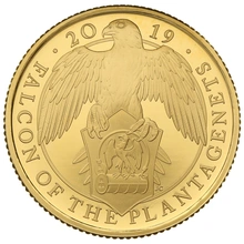 Falco dei Plantageneti d'Oro ¼oz - Queen's Beast Proof in confezione