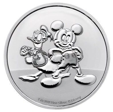 Moneta d'Argento 1oz 2023 con Topolino & Paperino