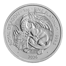 2026 Il Drago Reale Bestie Tudor Moneta di Platino da 1 oz.