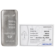 Metalor 500g Lingotto d'Argento