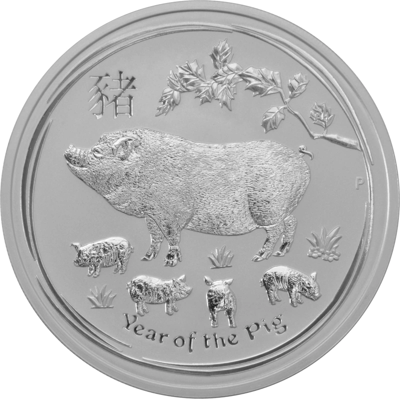 2oz Anno del Maiale d'Argento 2019 - Perth Mint
