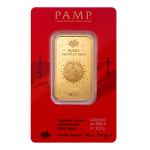 2025 Lingotto d'Oro PAMP 1oz Anno del Serpente