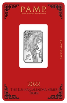 PAMP 10 Grammi 2022 Anno della Tigre Lingotto d'Argento