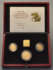 1991 Proof Sterline d'Oro - Cofanetto da 3 Monete