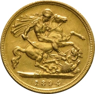 1894 Mezza Sterlina d'Oro - Vittoria Testa Velata - Londra