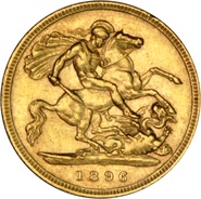 1896 Mezza Sterlina d'Oro - Vittoria Testa Velata - Londra