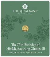 2023 75° Compleanno di Re Carlo III - Moneta d'Oro Proof 1/40oz