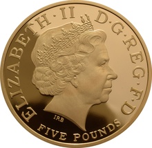 2008 - Proof 5 Pound d'Oro - Regina Elisabetta I