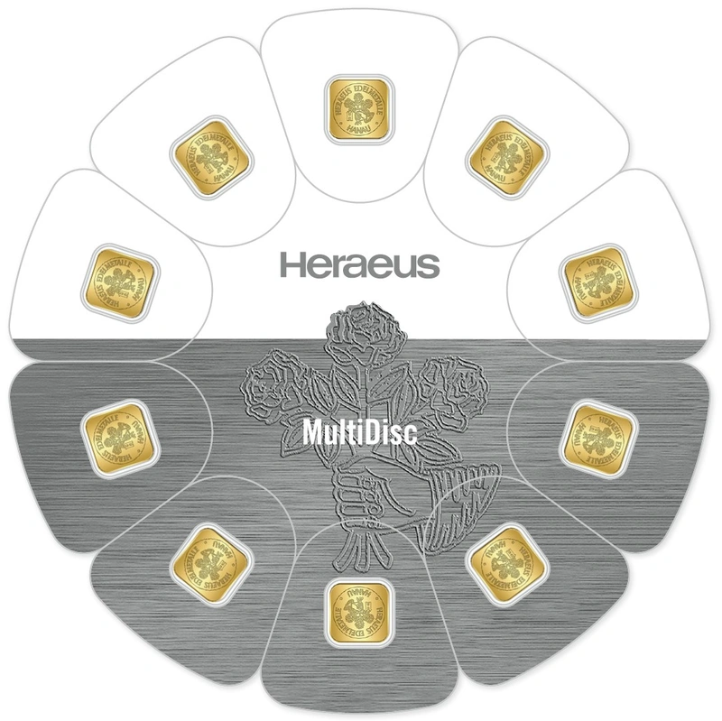 Heraeus MultiDisc 10 x 1 Grammo Lingottino d'Oro