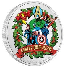2023 Marvel Auguri di Buone Feste - Moneta d'Argento da 1 Oz confezionata