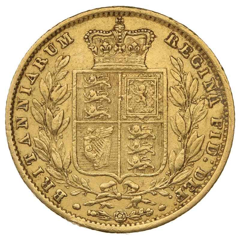 1854 Gold Sovereign Coin Queen Victoria Young Head Shield Back
