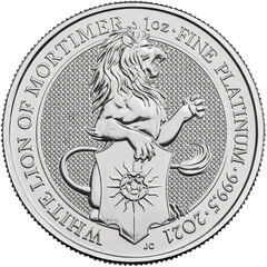 2021 Leone Bianco di Mortimer di Platino 1oz - Queen's Beast