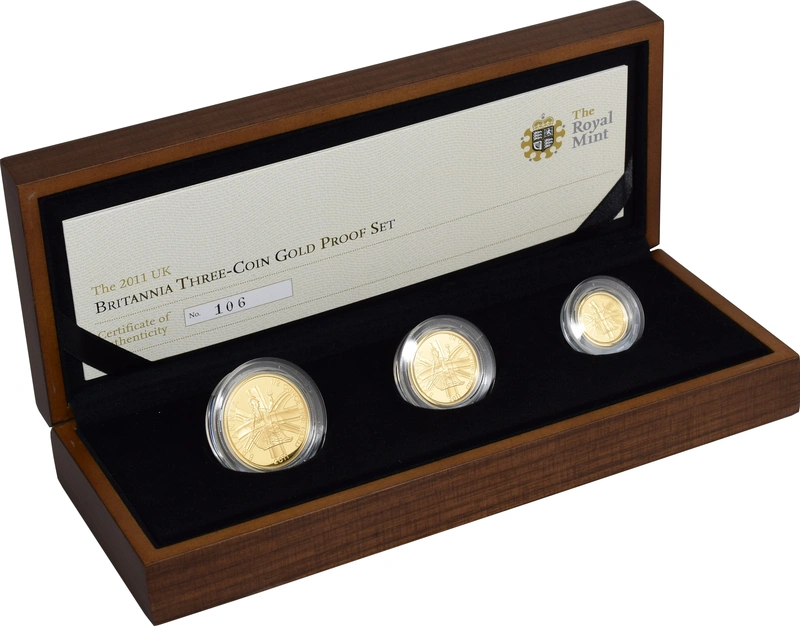 2011 Proof Britannia d'Oro - Cofanetto da 3 Monete