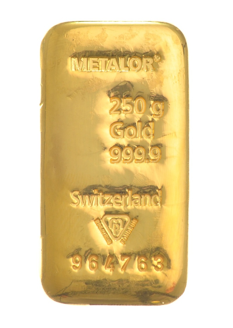Metalor 250 Grammi Lingotto d'Oro Colato