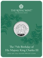 2023 75° Compleanno di Re Carlo - Moneta d'Argento 1/2oz Proof Confezionata